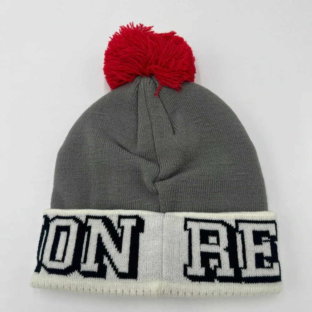 MLS New England Revolution‎ Beanie Hat Gray Red Pom Cuffed Knit Soccer Cap NWT